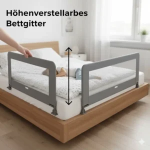 Höhenverstellbares bettgitter gegen herausfallen kind passend für verschiedene Matratzenhöhen.
