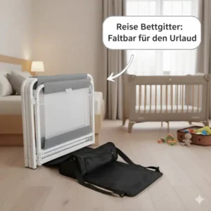 Leichtes und faltbares bettgitter empfehlung kinder für Reisen und Urlaub, kompakt verpackt.