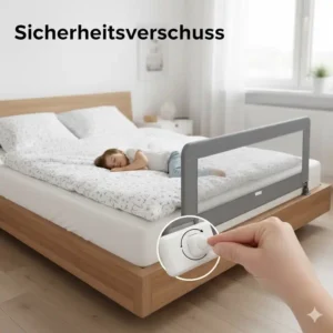 Sicherer Verschluss am bettgitter gegen herausfallen kind verhindert das selbstständige Öffnen durch Kleinkinder.