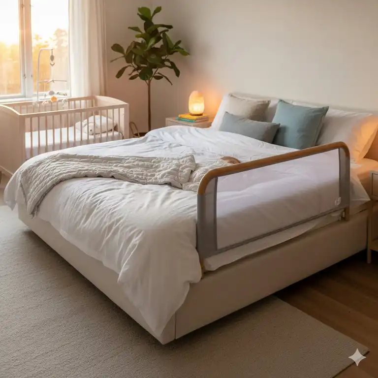 Ein modernes Bettgitter Kindersicherung Schlafzimmer für maximale Sicherheit im Elternbett.