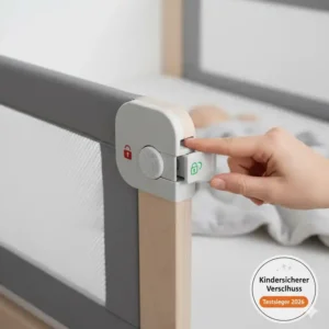 Ein sicherer Verschluss am Bettgitter Baby Seitenschutz schlafen ohne Risiko.
