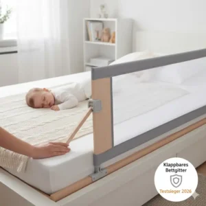 Praktisches klappbares Bettgitter Baby Seitenschutz schlafen für einfachen Zugang.