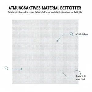 Atmungsaktiver Netzstoff am Bettgitter Nachtschutz für Kinder sorgt für Sicherheit.
