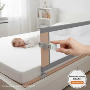 Flexibles und höhenverstellbares Bettgitter Baby Seitenschutz schlafen für jede Matratze.