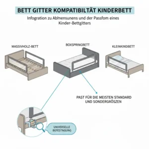 Das universelle Bettgitter Nachtschutz für Kinder passt auf verschiedene Matratzentypen.