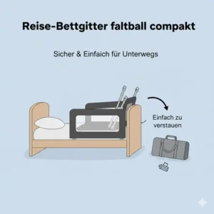 Ein faltbares und transportables bettgitter für unruhige kinder ideal für den Urlaub und Reisen.