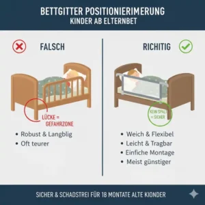 Beispiel für die richtige Anwendung vom bettgitter für kinder ab 18 monate im Schlafzimmer.