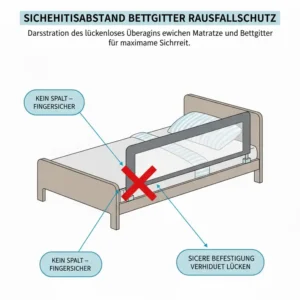 Maximale Sicherheit durch lückenlose Befestigung beim Bettgitter Nachtschutz für Kinder.
