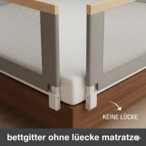 Die nahtlose Verbindung beim bettgitter baby ohne spalten verhindert Lücken zur Matratze.