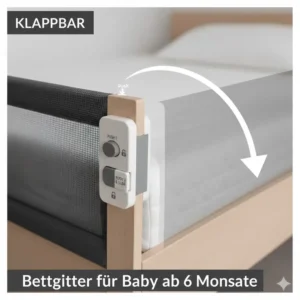 Praktisch und klappbar: Ein bettgitter für baby ab 6 monate für den einfachen Ein- und Ausstieg.