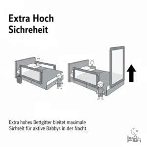 Maximale Sicherheit durch ein extra hohes bettgitter baby sicher nachts für aktive Kinder.