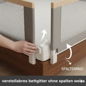 Das höhenverstellbare bettgitter baby ohne spalten passt auf fast jedes Bett.