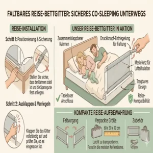 Das faltbare bettgitter baby co sleeping für sicheres Reisen.