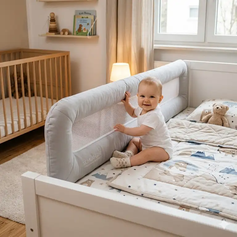 Hochwertiges bettgitter baby weich gepolstert für einen sicheren und ruhigen Schlaf im Kinderbett.