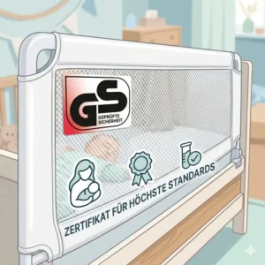 Detailansicht der Zertifikate für ein bettgitter baby geprüfte sicherheit mit offiziellem GS-Siegel.