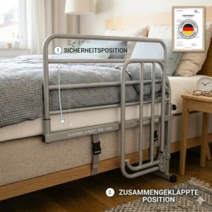 Platzsparendes bettgitter für boxspringbett erwachsene klappbar.