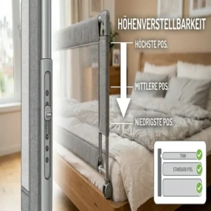 Höhenverstellbares bettgitter baby elternbett passend für hohe Matratzen.