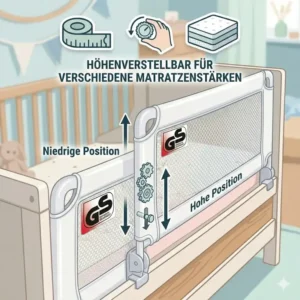 Sicherheit durch minimierte Spaltmaße bei einem modernen bettgitter baby geprüfte sicherheit zur Vermeidung von Unfällen.
