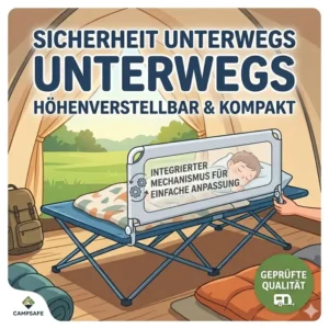 Schritt-für-Schritt Montageanleitung für das bettgitter für campingbett kinder ohne Werkzeug.