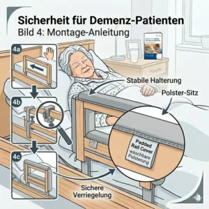 Schritt-für-Schritt-Anleitung zur Montage von einem bettgitter für demenz patienten.