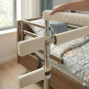 Ausziehbares Teleskop-Bettgitter für Rehabilitationsbett zur Anpassung.