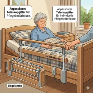 Ein ausziehbares Teleskop-bettgitter pflege zuhause für individuelle Bettlängen.