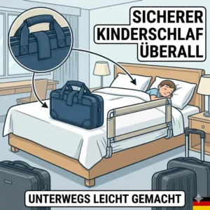 Sicherer Kinderschlaf überall dank dem flexiblen bettgitter transporttasche unterwegs bei den Großeltern.