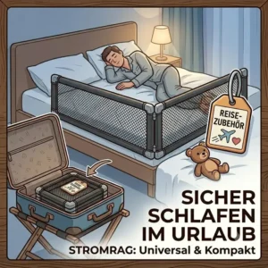 Größenvergleich zwischen einem normalen Rausfallschutz und einem bettgitter platzsparend reisen.
