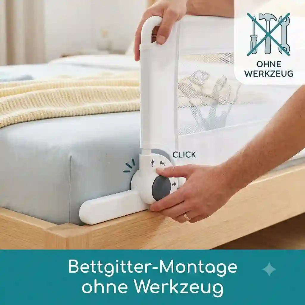 Bettgitter montage ohne werkzeug für eine einfache Installation.