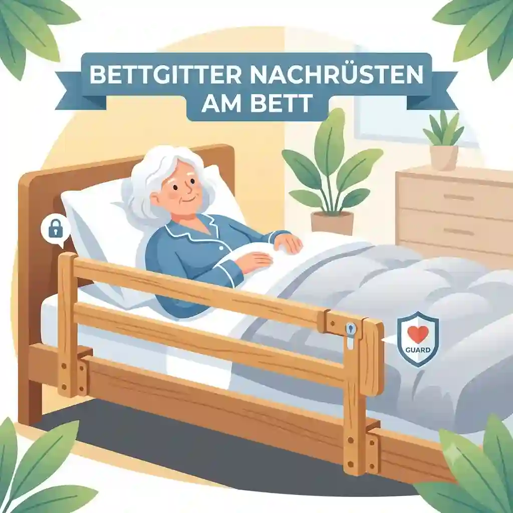 Retrofitting a safety guard rail for bettgitter nachrüsten bett to prevent falls and protect elderly users.