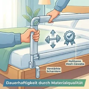 Detailaufnahme vom Bettgitter langlebige Qualität und robustem Metallrahmen.
