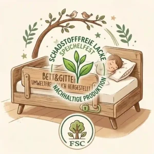 Bettgitter umweltfreundlich hergestellt - Schadstofffreie und speichelechte Lacke