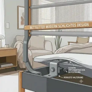 A minimalist bedroom showcasing the seamless aesthetic integration of the unnoticeable bettgitter modern schlichtes design.
