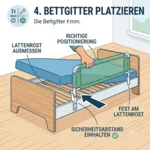 Determining the correct positioning of the feet on the slatted frame according to assembly instructions to prevent gaps to the mattress