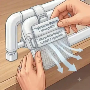 A portable and foldable bettgitter hygienisches material guard for use while traveling.