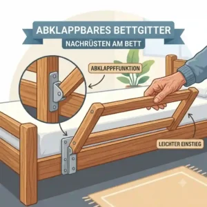 Demonstrating the folding safety mechanism designed to bettgitter nachrüsten bett for easy access.