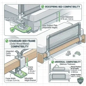 Showing universal bed compatibility for the bettgitter luftdurchlässiger stoff.