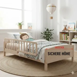 Die ideale Sicherheitshöhe für ein bettgitter für bodenbett kinder zur Sturzprävention.